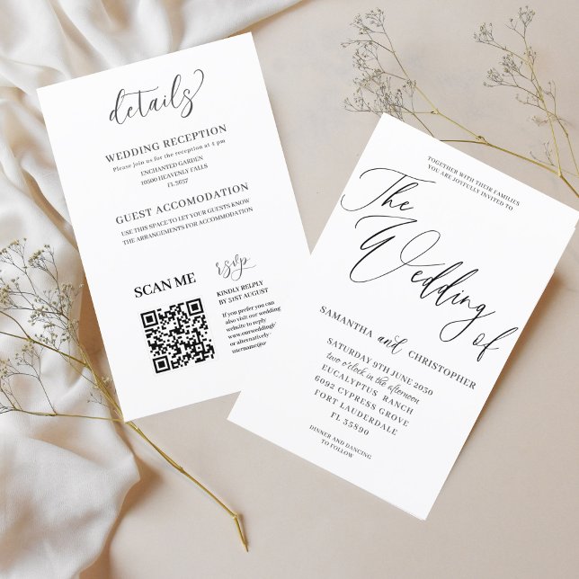 Budget All in One Black & White Wedding Invitation (Creator Uploaded)