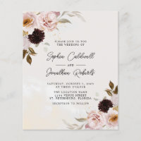 Budget All in One Boho Blush Floral Wedding Invite
