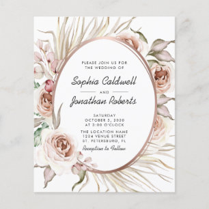 Budget All in One Boho Floral Foil Wedding Invite