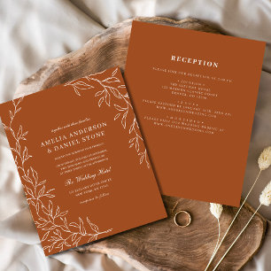 Budget All in One Burnt Orange Wedding Invitation Flyer