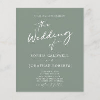 Budget All in One Calligraphy Sage Wedding Invite