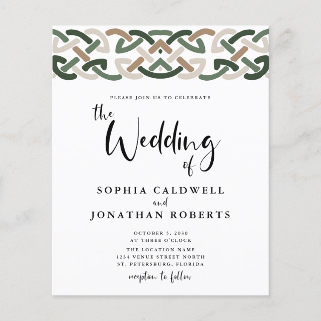 Budget All in One Celtic Knot Wedding Invitation (Front)