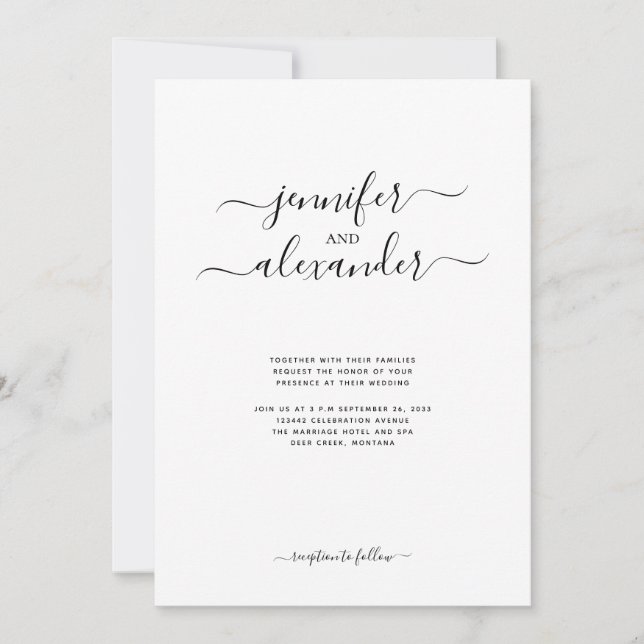 Budget All in One Chic Calligraphy Wedding Invitation (Front)