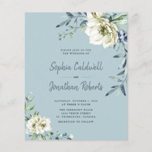 Budget All in One Dusty Blue Floral Wedding Invite