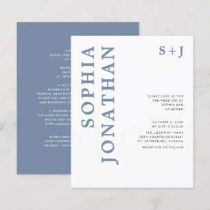 Budget All in One Dusty Blue Wedding Invitation