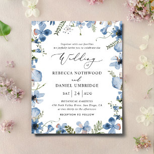 Budget All-in-one Dusty Blue Wedding Invitation