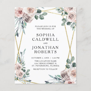 Budget All in One Dusty Rose Wedding Invitation
