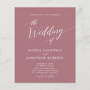 Budget All in One Dusty Rose Wedding Invitation