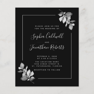 Budget All in One Eucalyptus Black Wedding Invite