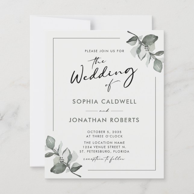 Budget All in One Eucalyptus Calligraphy Wedding (Front)