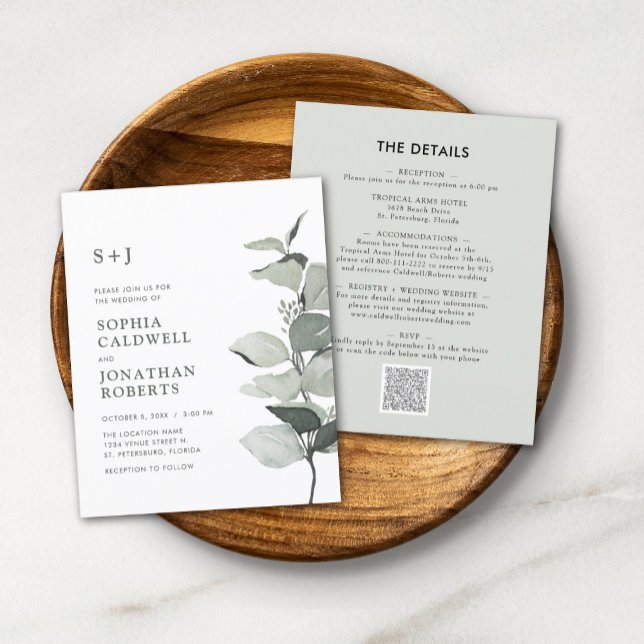 Budget All in One Eucalyptus Wedding Invitation (Creator Uploaded)