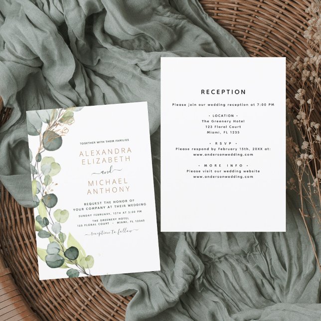 Budget All in One Eucalyptus Wedding Invitation Flyer (Creator Uploaded)