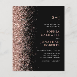 Budget All in One Glitter on Black Wedding Invite