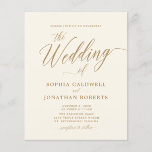 Budget All in One Gold Calligraphy Wedding Invite