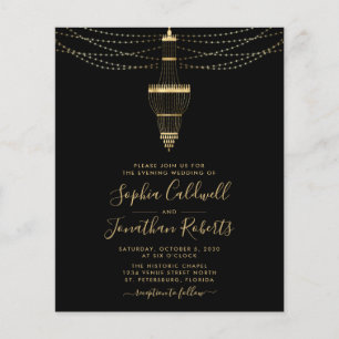 Budget All in One Gold Chandelier Wedding Invite