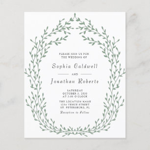 Budget All in One Green Leafy Frame Wedding Invite