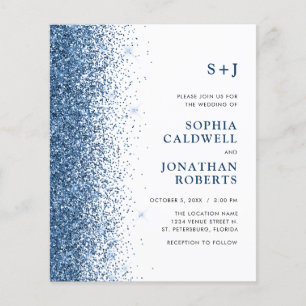 Budget All in One Monogram Glitter Wedding Invite