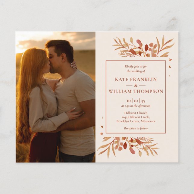 Budget All In One Photo Fall Wedding Invitation (Front)