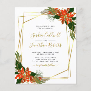 Budget All in One Poinsettia Winter Wedding Invite