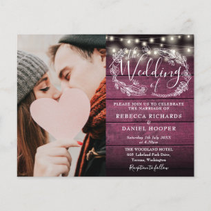 Budget All In One Red Rustic Photo Wedding Invite