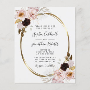 Budget All in One Roses Gold Frame Wedding Invite