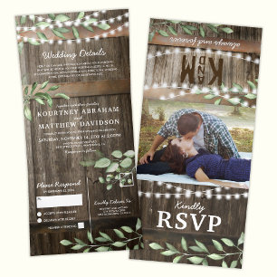 Budget All in One Rustic Greenery Wedding Tri-Fold Invitation
