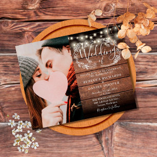 Budget All In One Rustic Photo Wedding Invite