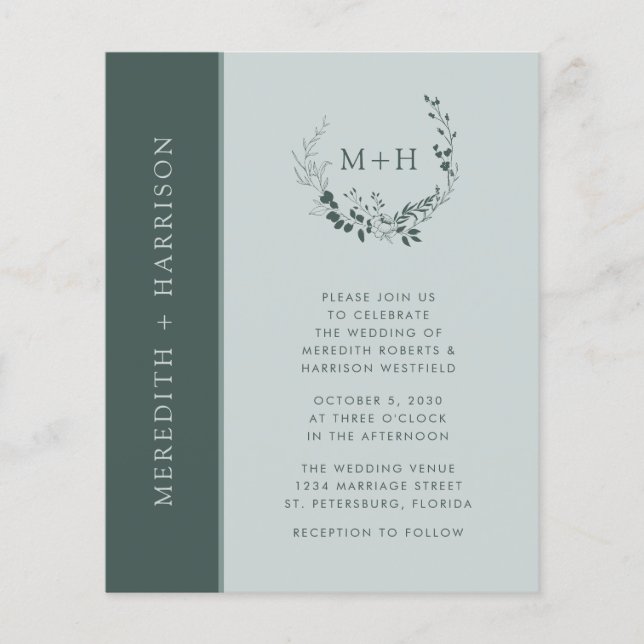 Budget All in One Sage Emerald Wedding Invitation (Front)