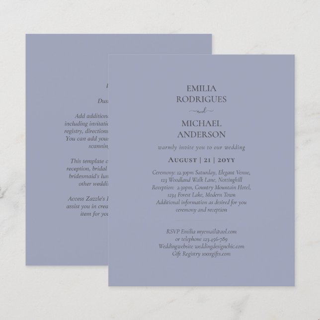 Budget All in One Wedding RSVP Details Registry (Front/Back)