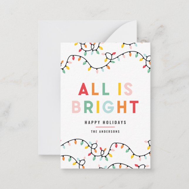 budget All is bright fun modern bright Christmas Card (Front)