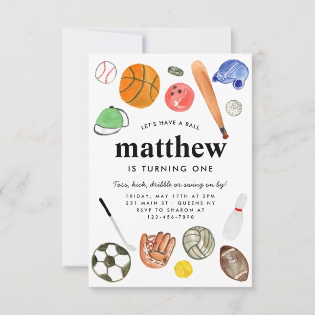 Budget All Star Sports Balls Team Kid Boy Birthday Card (Front)