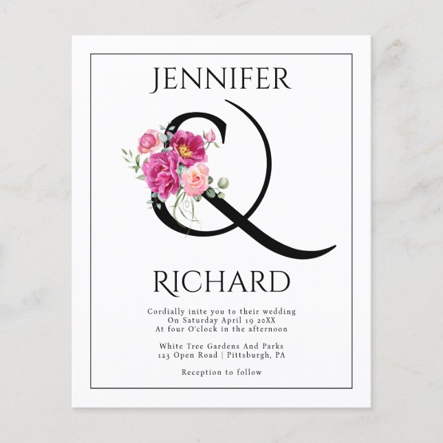 BUDGET Ampersand, eucalyptus QR wedding invitation Flyer (Front)