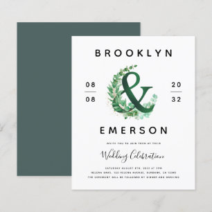 Budget Ampersand Greenery Wedding Invitation
