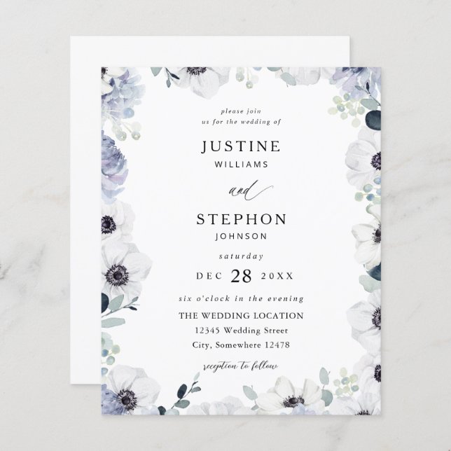 Budget Anemone & Eucalyptus Winter Floral Wedding (Front/Back)