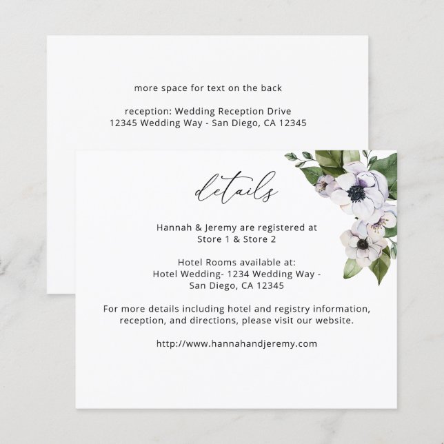 Budget Anemone White Floral Details (Front/Back)