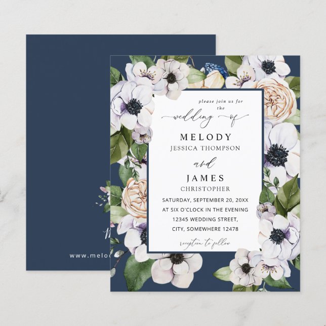 Budget Anemone White Floral Wedding - Blue (Front/Back)