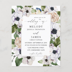 Budget Anemone White Floral Wedding  Flyer