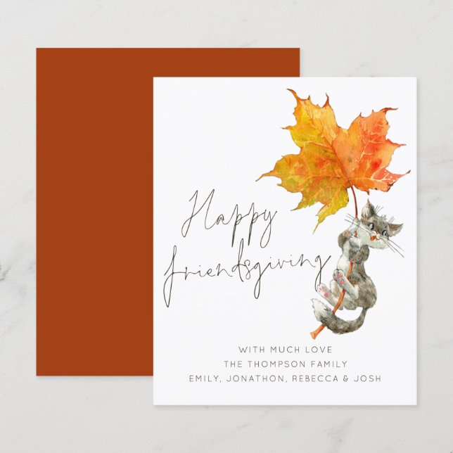 Budget Animal Cat Happy Friendsgiving Card (Front/Back)