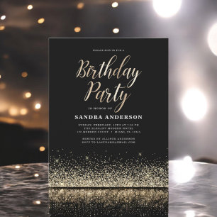 Budget Any Age Birthday Gold Black Glitter