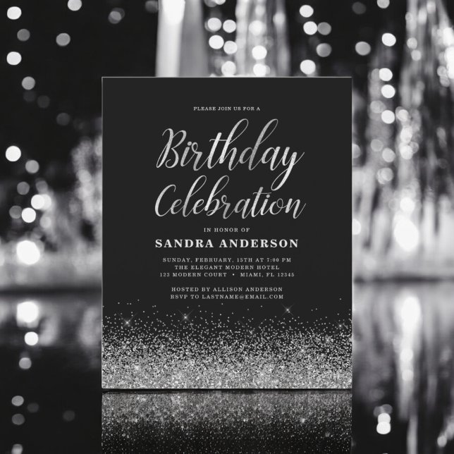 Budget Any Age Birthday Silver Black Glitter (Creator Uploaded)