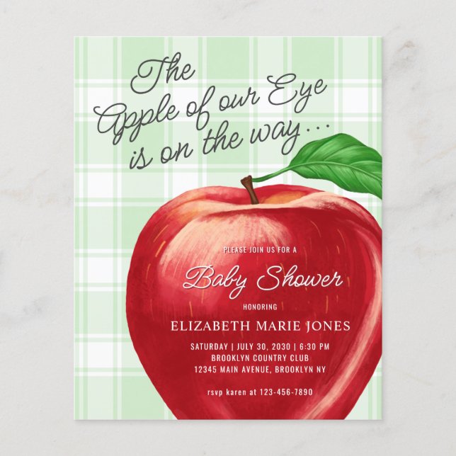 Budget Apple of our Eye Baby Shower Invitation (Front)