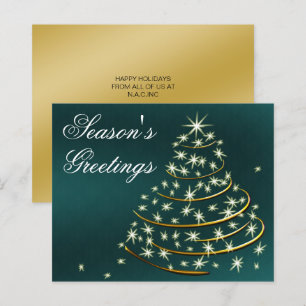 Budget Aqua Gold Christmas Tree Holiday Card