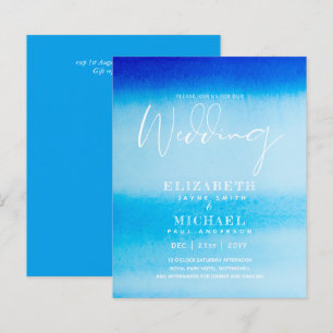 BUDGET Aqua Ocean Wedding Invite Beach Destination