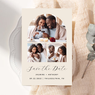 Budget Arch 3-Photo Collage Beige Save the Date