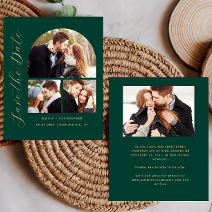 Budget Arch 4-Photo Green Gold Save the Date