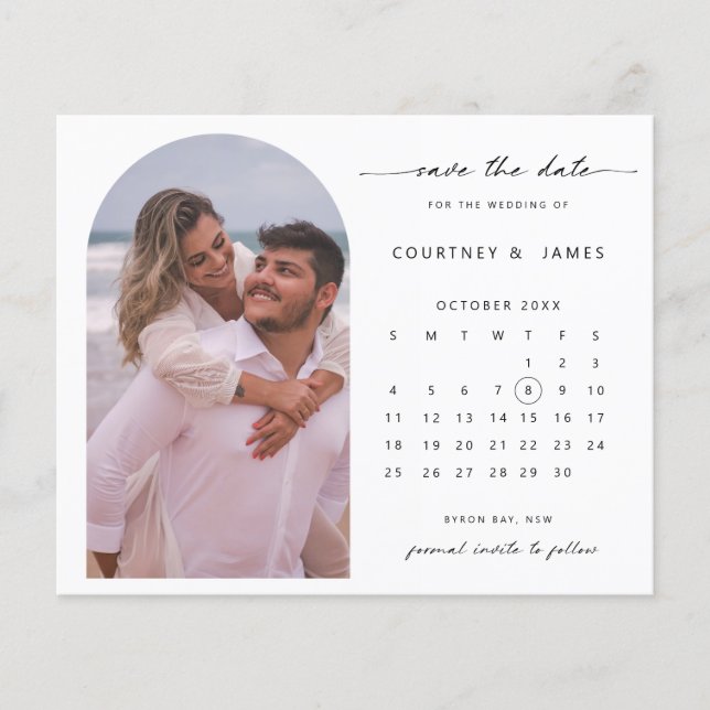 BUDGET Arch calendar photo Save the Date Flyer (Front)