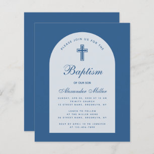Budget Arch Classic Blue Boy Baptism Invitation