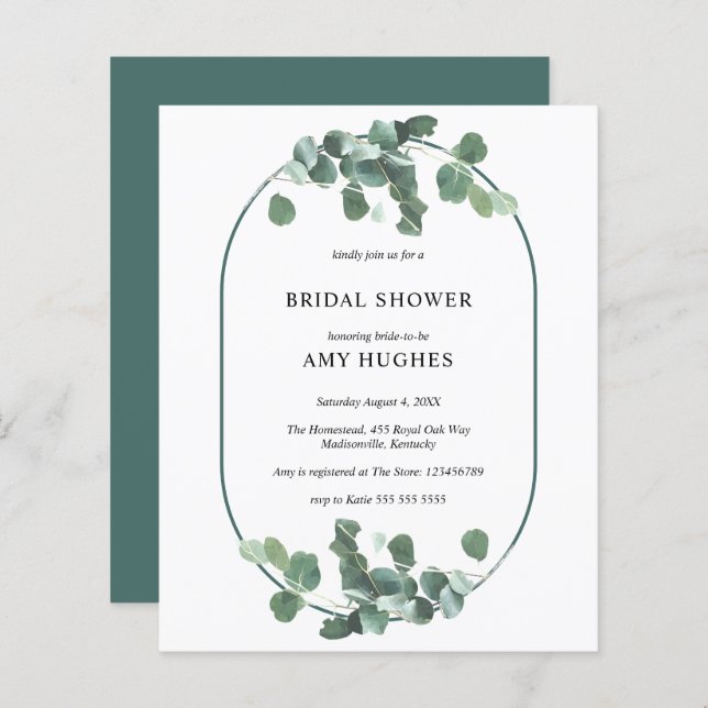 Budget Arch Eucalyptus Greenery Bridal Shower (Front/Back)