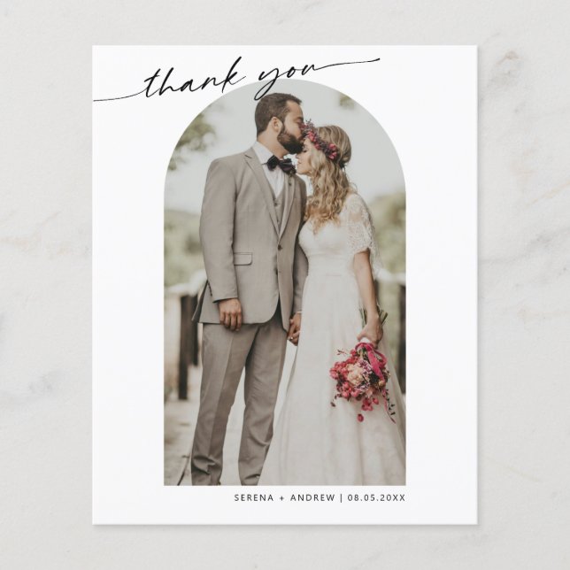 Budget Arch Frame Wedding Photo Thank You Card (Front)