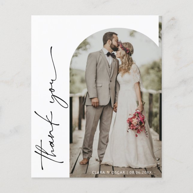 Budget Arch Frame Wedding Photo Thank You Card (Front)